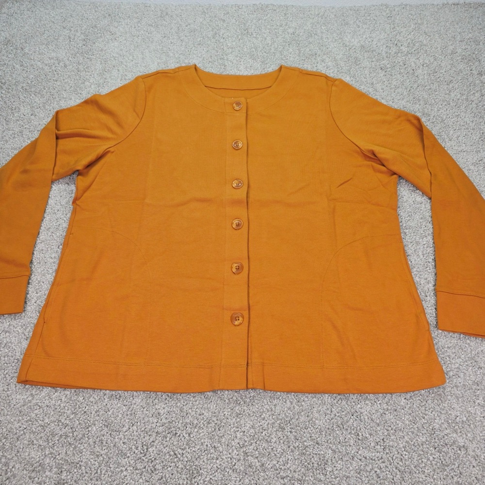 Isaac Mizrahi Live Essentials Button Front Cardigan Ginger Snap Orange 1X NWT